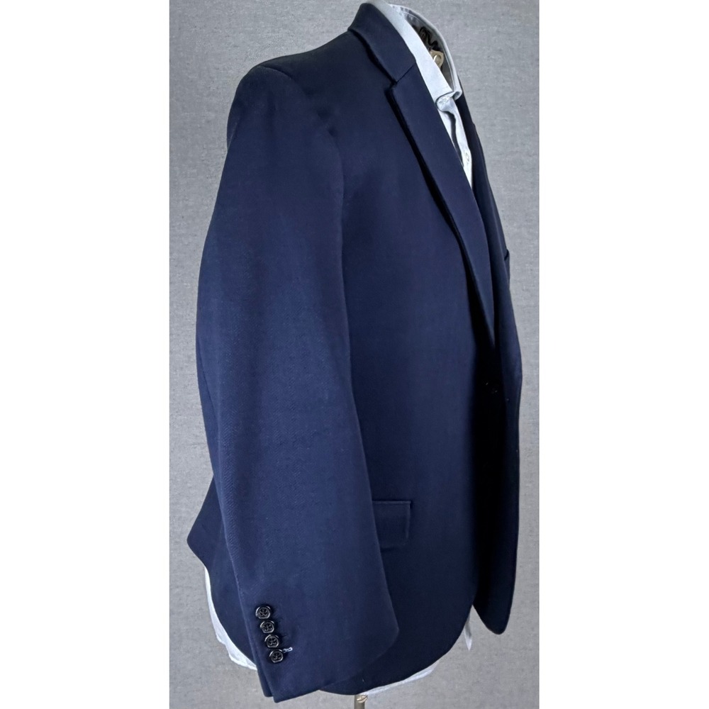 Tom James RC Royal Classic Navy Blue Herringbone Blazer Sport Coat Mens 42 Large